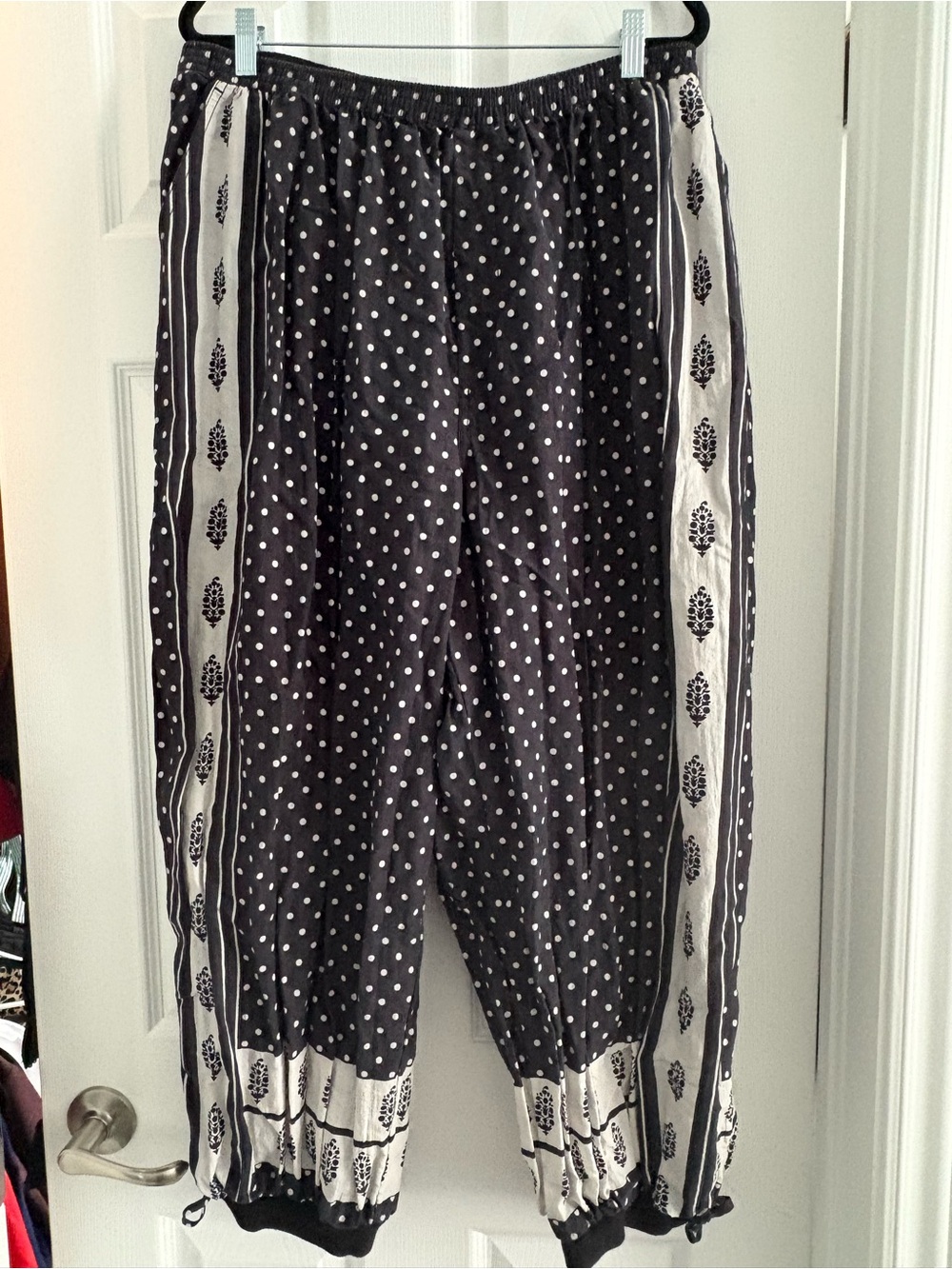 Free People Black & Cream Polka Dot Pull-On Joggers